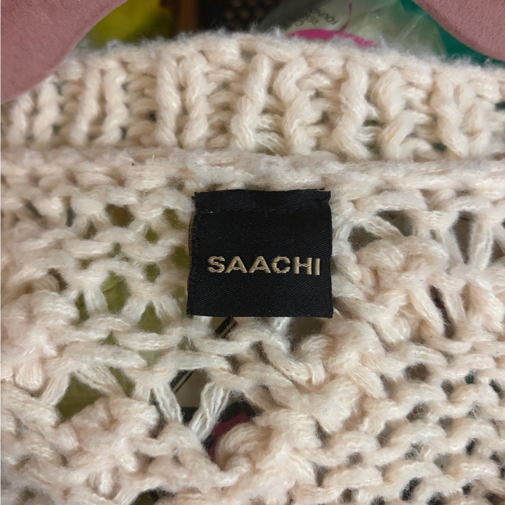 SAACHI Cream Cardigan with Colorful Knit Accents - Picture 3 of 3